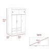 Tuhome Chile Armoire, Rod, 3 Door Cabinet, 2 Drawers, 2 Superior Adjustable Shelves, Metal Hardware, White CLB5949